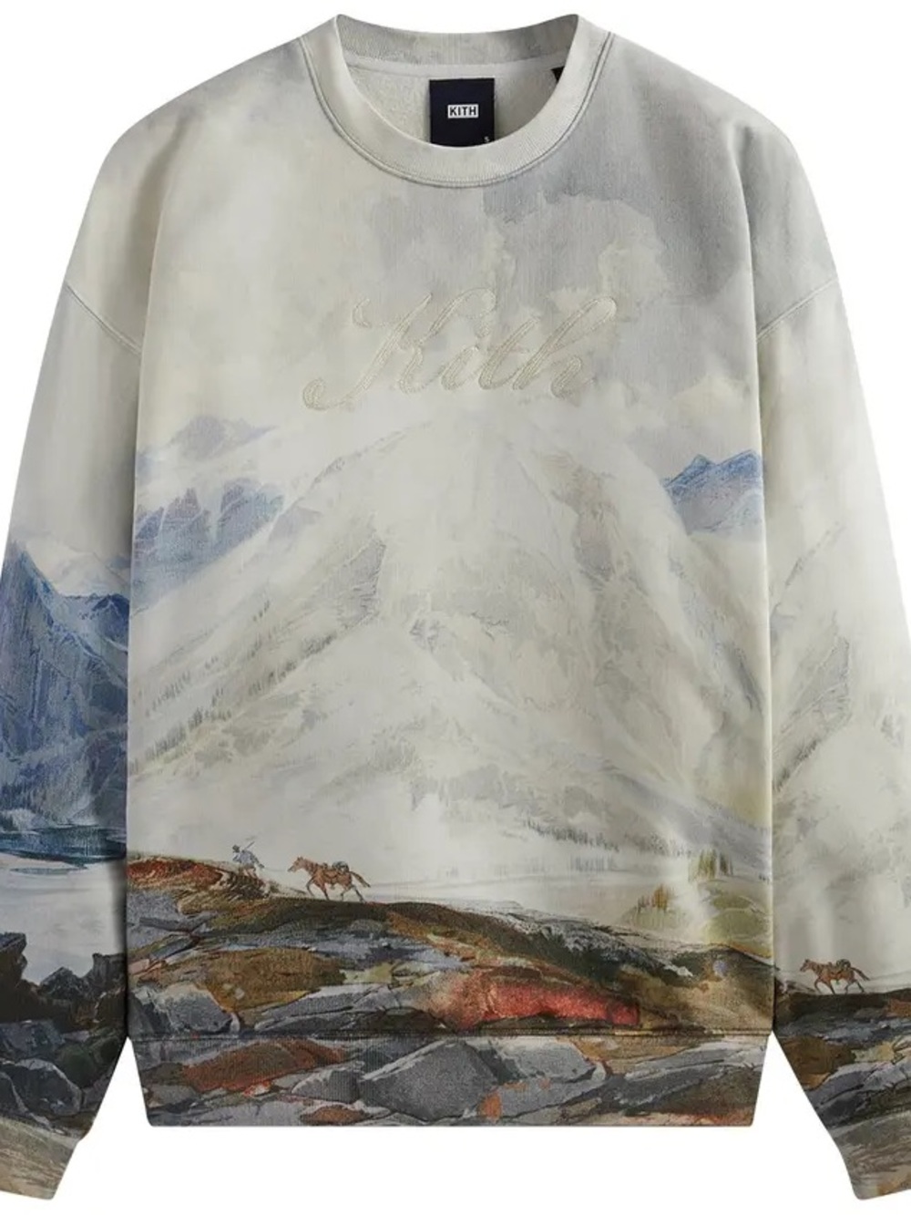 Kith Scenic Landscape Crewneck Sweater in Ivory, Blue and Brown